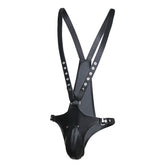 BDSM Leather Restraint Harness Pants for Men - Kinky Fetish Bondage Gear with Adjustable Straps